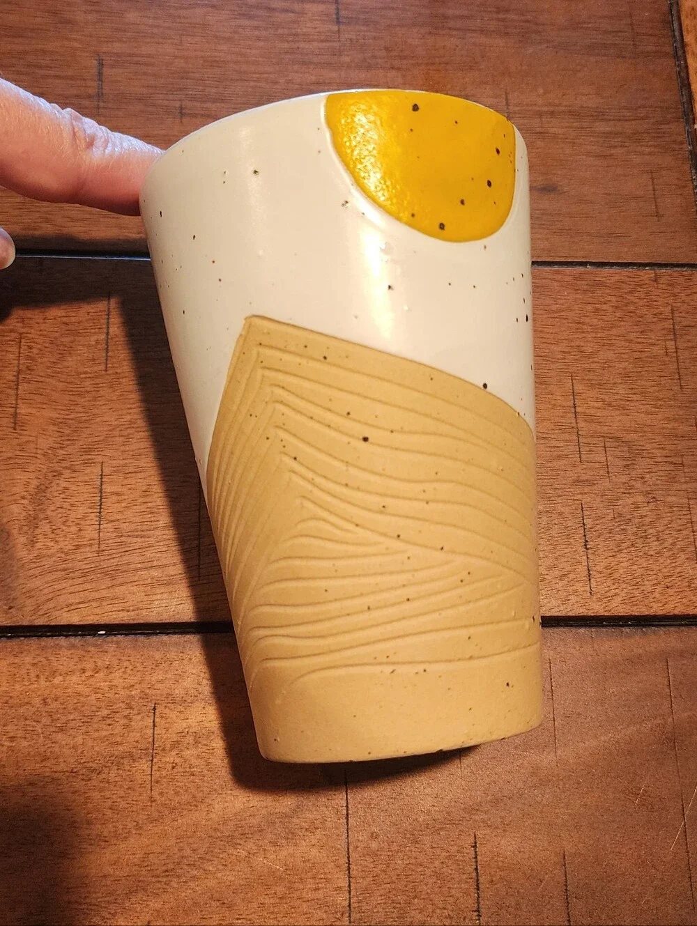 United by Blue ceramic colorfull mug without lid sand brown and sunshine yellow